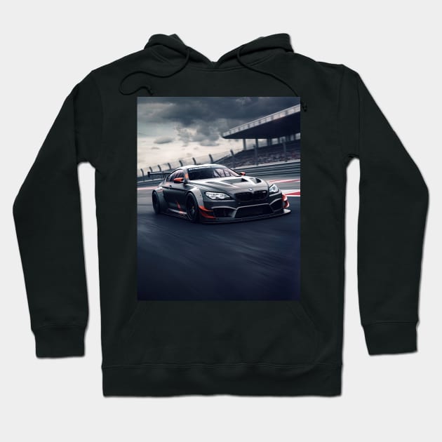 black bmw m6 on a race track Hoodie by Maverick Media